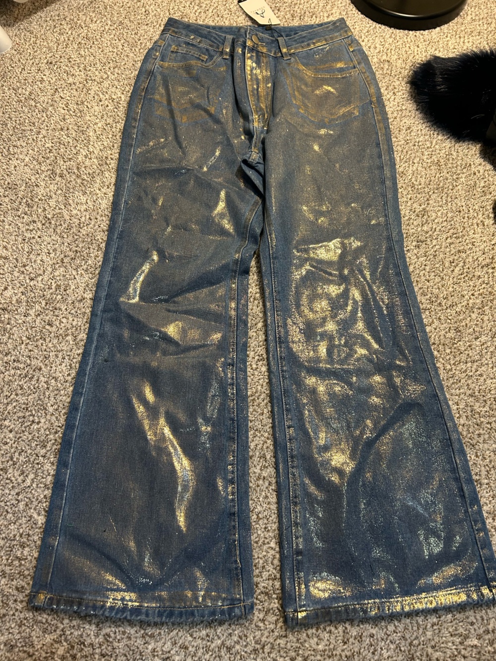 Anewsta Women’s Jeans with Gold Metallic Sheen